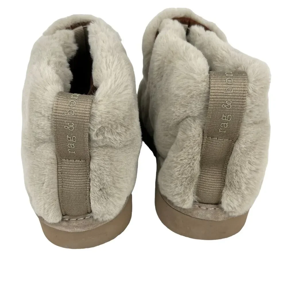 Rag & Bone Faux Fur Eira Ankle Boot Booties Beige Taupe 36